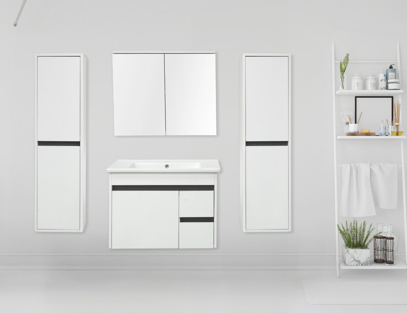 Burmas Badmöbel-Set PETRA (Komplett-Set, 4-St), inkl. Keramik Waschbecken, vormontiert, (Komplett-Set) von Burmas