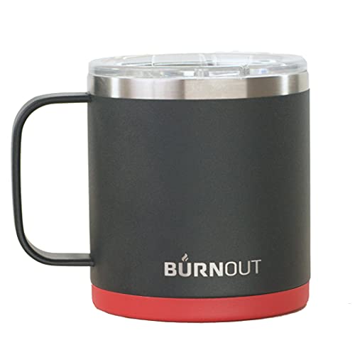 BurnOut 2.0 Instant Drinkability Temperature Control Tasse (400 ml, schwarz mit rot) von BurnOut