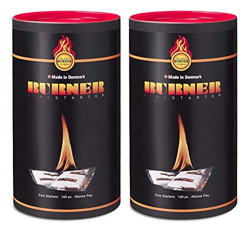 Burner kaminanzünder 200er dose - Die Original Kamin Anzünder für Kamine, Kaminöfen, Offene Feuer, Grill, Zündbeutel - Firelighter von Burner