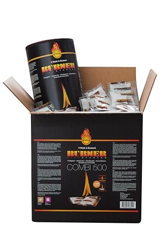 Burner Firestarter Combi Anzünder 500 Stück geruchslos für Grill, Kamin, Ofen und Kamine, 500 Beutel von Burner
