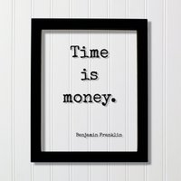 Benjamin Franklin - Schwebendes Zitat Zeit Ist Geld Wandbehang Kunst Transparent Bild Modernes Dekor Minimalistisch Klar Einzigartig von BurntBranch
