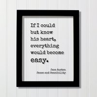 Jane Austen - Sinn Und Sensibilität Floating Zitat Wenn Ich Sein Herz Kennen Könnte, Wäre Alles Einfach. Buch Liebe von BurntBranch