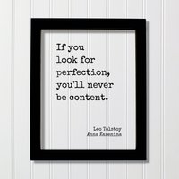 Leo Tolstoy - Anna Karenina Wenn Du Perfektion Suchst, Wirst Nie Zufrieden Sein Perfektionist Idealist Modernes Minimalist Wohndekor von BurntBranch
