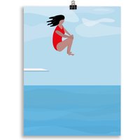 Kanonenkugel | Giclée Kunstdruck Wanddekoration Kunst Ozean Illustration Schwimmer Taucher Blaues Wasser Make A Splash Poster von Burones