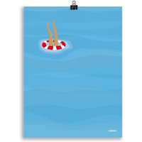 Oh, Wie Ich Den Sommer Liebe | Giclée Kunstdruck Wanddekoration Kunst Ozean Illustration Schwimmer Füße Hoch Blaues Wasser Pool von Burones