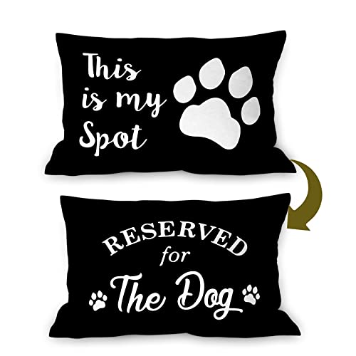 Burosev Reserved for The Dog Reversible Soft Pillow Cover, Funny Pet Paw This is My Spot dekorativer Kissenbezug, Haustierhundeliebhaber, Schlafzimmer, Wohnzimmer (30.5x50.8 cm) von Burosev