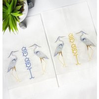 Heron Monogramm Handtuch | Geschenk Für Sie Geschirrtuch Küsten Geschenke| Vogel Mutter Gast Gastgeberin von BurtonBasicsCo