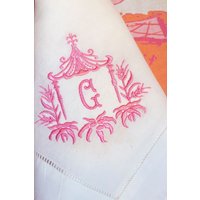 Monogrammierte Leinen-/Baumwoll-Servietten | Hochzeitsservietten Benutzerdefinierte Stickerei Dinner Serviette Cocktail Geschirrtuch von BurtonBasicsCo