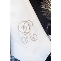 Monogrammierte Leinen-/Baumwoll-Servietten | Hochzeitsservietten Benutzerdefinierte Stickerei Dinner Serviette Cocktail Geschirrtuch von BurtonBasicsCo