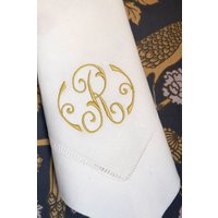 Monogrammierte Leinen-/Baumwoll-Servietten | Hochzeitsservietten Benutzerdefinierte Stickerei Dinner Serviette Cocktail Geschirrtuch von BurtonBasicsCo