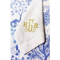 Monogrammierte Leinen-/Baumwoll-Servietten | Hochzeitsservietten Benutzerdefinierte Stickerei Dinner Serviette Cocktail Geschirrtuch von BurtonBasicsCo