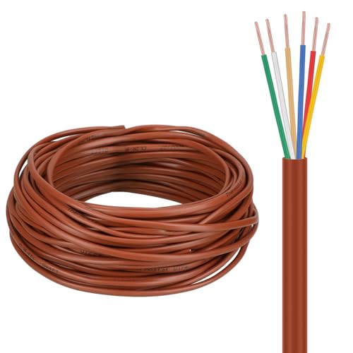Buryeah Thermostat Wire Bell Wire Solid Copper Cable 18 Gauge ETL Electrical Wire, Power Circuit Cable Moisture, Heat and UV Resistant for Low Voltage Applications Use (18/6,25 ft) von Buryeah