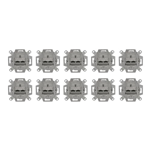 10 Stück Busch-Jaeger 0218/12-101 UAE-Anschlussdose, RJ45, 2 Steckbuchsen, 8/8-polig Grau 2CKA000230A0411 von Busch-Jaeger