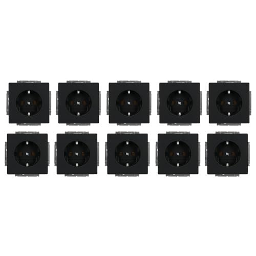 10 Stück Busch-Jaeger 20 EUC-885 SCHUKO® Steckdose Steckdosen-Einsatz Schwarz Matt von Busch-Jaeger
