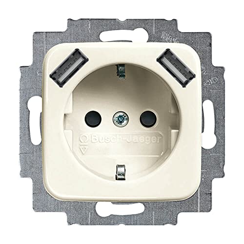 Busch-Jaeger 20 EUCB2USB-212 SCHUKO mit 2x USB-Anschluss Cremeweiß Busch-Duro 2000 SI von Busch-Jaeger