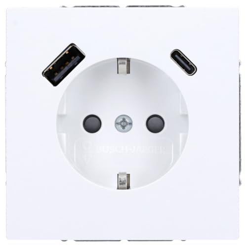Busch-Jaeger 20 EUCB2USBAC-44G SCHUKO®-/USB-A+C Steckdose Safety+ Studioweiß Busch-art-linear 2CKA002011A6316 von Busch-Jaeger