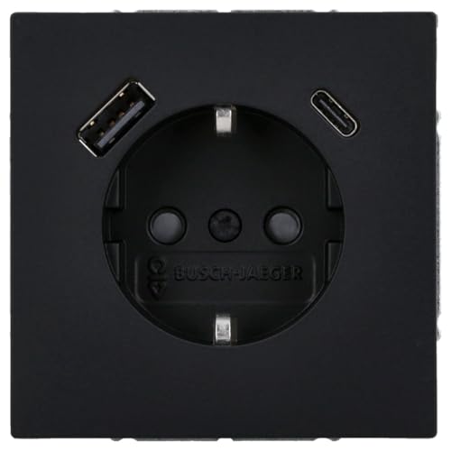 Busch-Jaeger 20 EUCB2USBAC-45M SCHUKO®-/USB-A+C Steckdose Safety+ Schwarz matt Busch-art-linear 2CKA002011A6322 von Busch-Jaeger