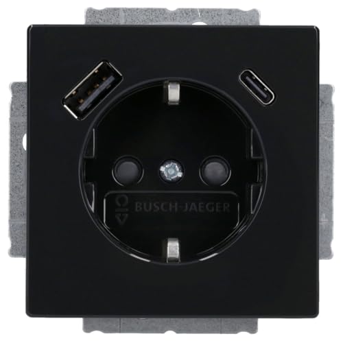 Busch-Jaeger 20 EUCB2USBAC-81 SCHUKO®-/USB-A+C Steckdose Safety+ Anthrazit Plattform 63 2CKA002011A6300 von Busch-Jaeger