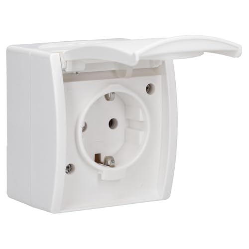 Busch-Jaeger 20 EW-54 SCHUKO® Steckdose mit Klappdeckel (Thermoplast) Alpinweiß ocean® (IP 44) 2CKA002083A0834 von Busch-Jaeger