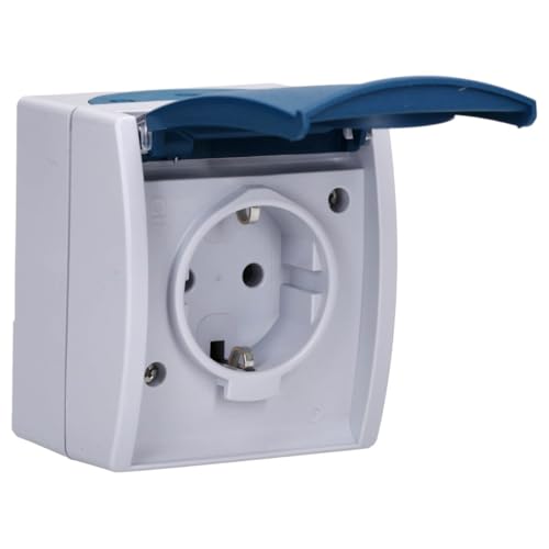 Busch-Jaeger 20 EWN-53 SCHUKO® Steckdose mit Klappdeckel und Beschriftungsfeld (Thermoplast) Grau ocean® (IP 44) 2CKA002083A0818 von Busch-Jaeger