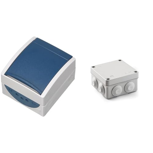 Busch-Jaeger 20EW-53 SCHUKO Steckdose mit Klappdeckel grau/blaugrün 20 EW-53, 83x74x55 & FAMATEL – Wasserdichte Abzweigdose IP55 I Hologenfrei Busch-Jaeger 20EW-53 SCHUKO Steckdose mit Klappdeckel grau/blaugrün 20 EW-53, 83x74x55 & FAMATEL – Wasserdichte Abzweigdose IP55 I Hologenfrei von Busch-Jaeger
