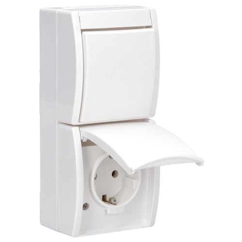 Busch-Jaeger 2601/6/20 EW-54 Kombination SCHUKO® Steckdose mit Wippschalter Alpinweiß ocean® (IP 44) 2CKA001684A0327 von Busch-Jaeger