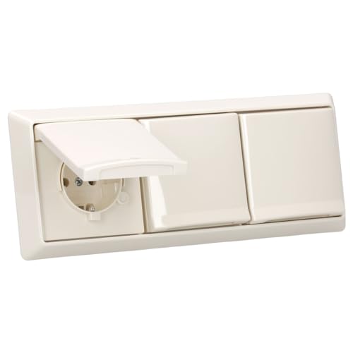 Busch-Jaeger Allwetter 44 Set: 3x SCHUKO Steckdose mit Klappdeckel 20 EUGK-32-101 IP 44+ 3-fach Rahmen 2103-32, Weiß UP Busch-Jaeger Allwetter 44 Set: 3x SCHUKO Steckdose mit Klappdeckel 20 EUGK-32-101 IP 44+ 3-fach Rahmen 2103-32, Weiß UP von Busch-Jaeger
