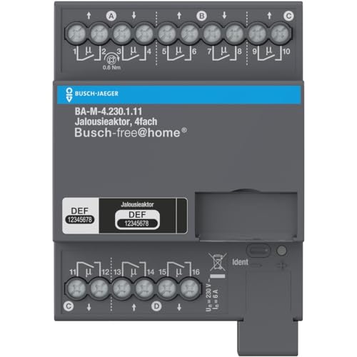 Busch-Jaeger BA-M-4.230.1.11 Jalousieaktor, 4fach 230 V, REG 2CDG510028R0021 von Busch-Jaeger