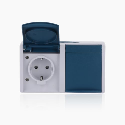 Busch-Jaeger 20/2 EBW-53 SCHUKO® Steckdose mit erh. Berührungsschutz horizontal Grau ocean® IP 44 2CKA002084A0720 von Busch-Jaeger