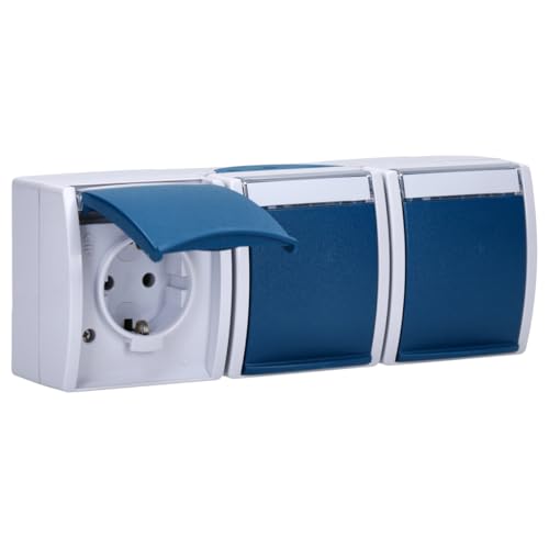 Busch-Jaeger 2300/3 EWN-53 SCHUKO® Steckdose 3-fach (Thermoplast) Grau ocean® (IP 44) 2CKA002084A0704 von Busch-Jaeger
