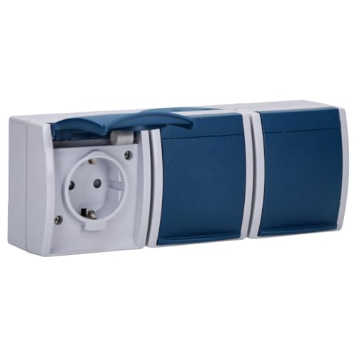 Busch-Jaeger 2300/3 EBW-53 SCHUKO® Steckdose mit erh. Berührungsschutz Thermoplast Grau ocean® IP 44 2CKA002084A0721 von Busch-Jaeger