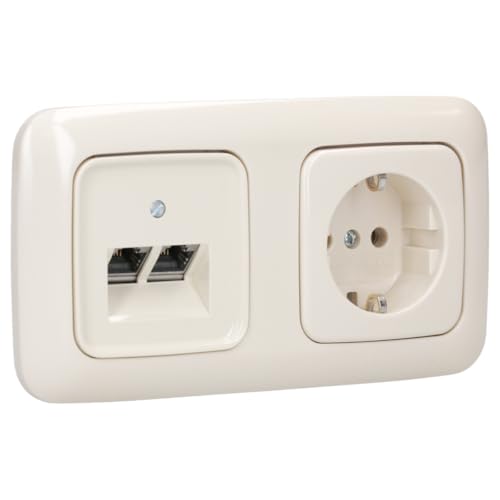 Busch-Jaeger Busch-Duro 2000 SI Set: 1x Rutenbeck Anschlussdose 136104070 UAE-Cat.6A iso-8/8 Up 0 mit Zentralscheibe 2-fach + 1x 20 EUC-212 Steckdose + 1x 2512-212 2-fach Rahmen Cremeweiß Busch-Jaeger Busch-Duro 2000 SI Set: 1x Rutenbeck Anschlussdose 136104070 UAE-Cat.6A iso-8/8 Up 0 mit Zentralscheibe 2-fach + 1x 20 EUC-212 Steckdose + 1x 2512-212 2-fach Rahmen Cremeweiß von Busch-Jaeger