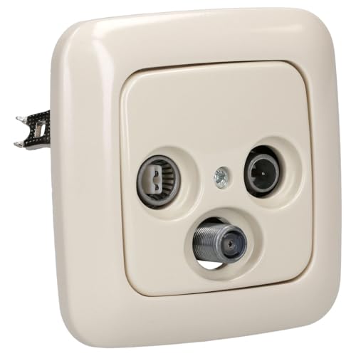 Busch-Jaeger Busch-Duro 2000 SI Set: DB53D Antennensteckdose + 1743-03-212 Abdeckung + 2511-212 1-fach Rahmen Cremeweiß von Busch-Jaeger