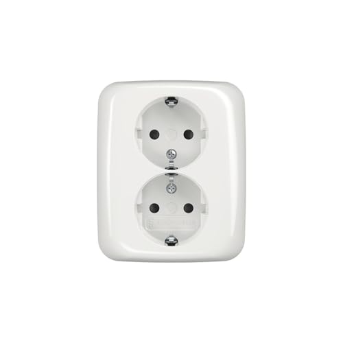 Busch-Jaeger 202 EUJB-214 Schuko Doppelsteckdose, Alpinweiß (2TKA00003898) von Busch-Jaeger