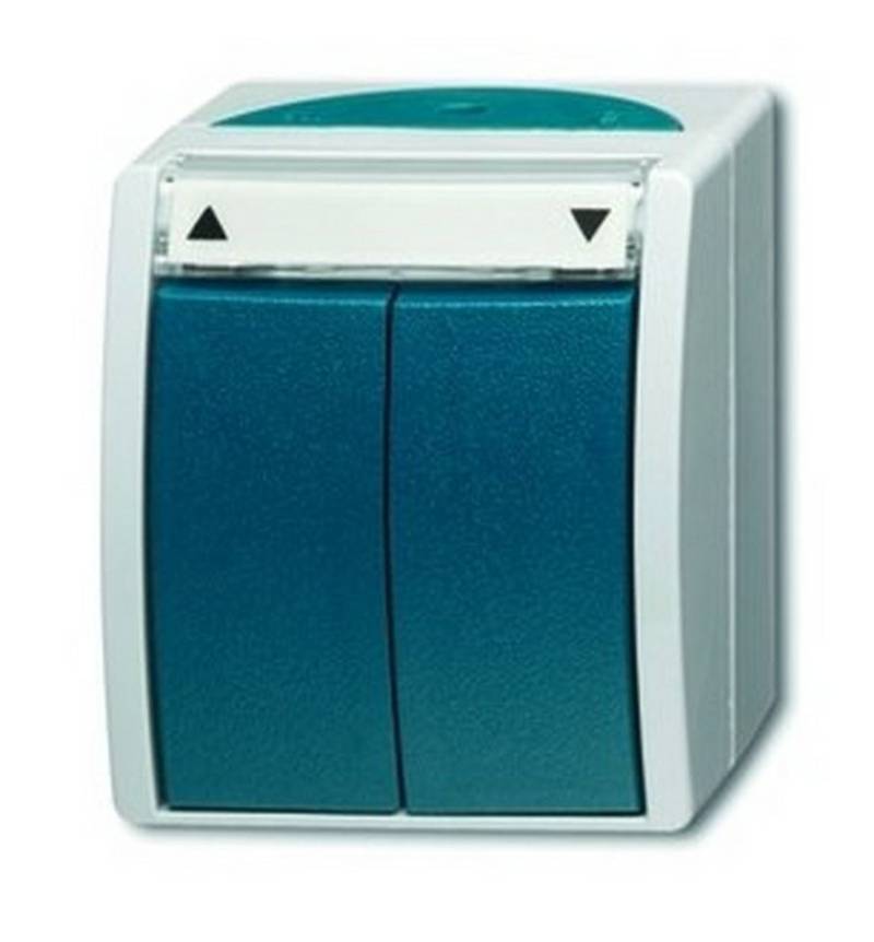 Busch-Jaeger Schalter, Jalousieschalter Aufputz grau/blau-grün matt IP44 Wippe Textfeld Busch-Jaeger Schalter, Jalousieschalter Aufputz grau/blau-grün matt IP44 Wippe Textfeld von Busch-Jaeger