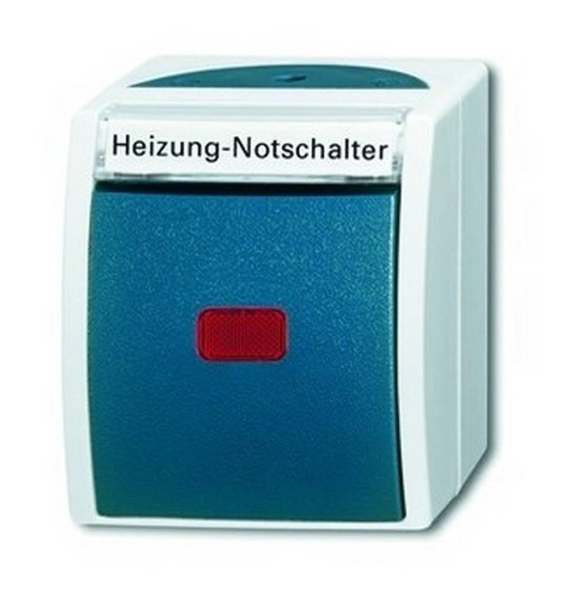 Busch-Jaeger Schalter, Wechselschalter Kontrollschalter grau/blau-grün matt Aufputz IP44 1 von Busch-Jaeger