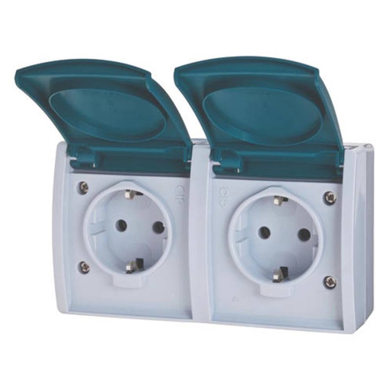 Busch-Jaeger Steckdose 2-fach Aufputz IP 44 Serie Ocean von Busch-Jaeger