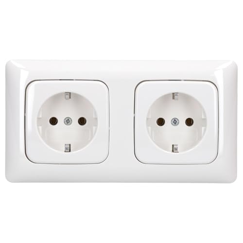 Busch-Jaeger Steckdosen Set: 2x 20 EUC-214 Steckdose + 2512-214K-102 Abdeckrahmen Alpinweiß Reflex SI von Busch-Jaeger