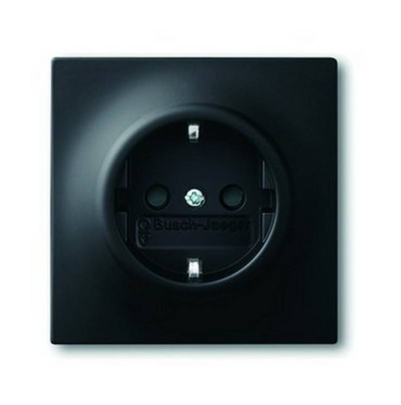 Busch-Jaeger Unterputz-Steckdose, 1fach schwarz matt Unterputz horizontal/vertikal IP20 Zentralplatte von Busch-Jaeger