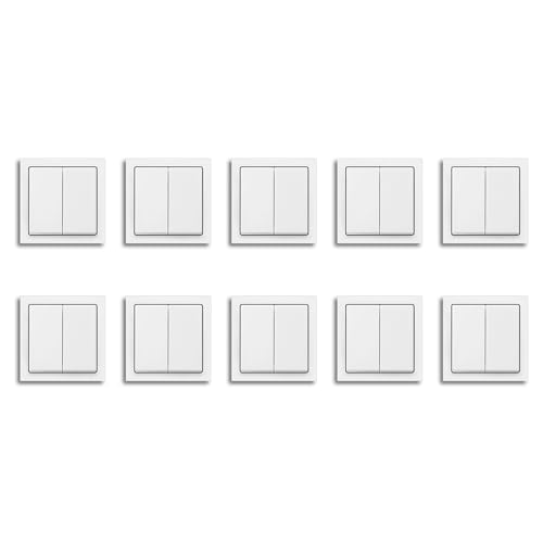 Busch-Jaeger future® linear 10er Komplett-Set: 2000/5 Serienschalter Einsatz + 1785-84 Serienwippe weiß + 1721-84K Abdeckrahmen 1-fach, studioweiß von Busch-Jaeger