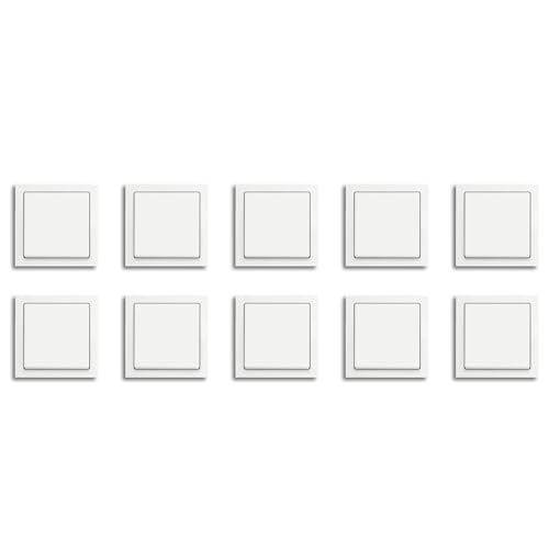 Busch-Jaeger future® linear 10er Komplett-Set: 2000/6 US Wechselschalter Einsatz + 1786-84 Wippe + 1721-84k Abdeckrahmen 1-fach, studioweiß von Busch-Jaeger