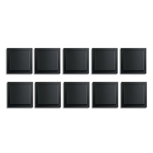 Busch-Jaeger future® linear 10er Komplett-Set: 2000/6 US Wechselschalter Einsatz +1786-885 Wippe + 1721-885K Abdeckrahmen 1-fach, Future Linear schwarz matt von Busch-Jaeger