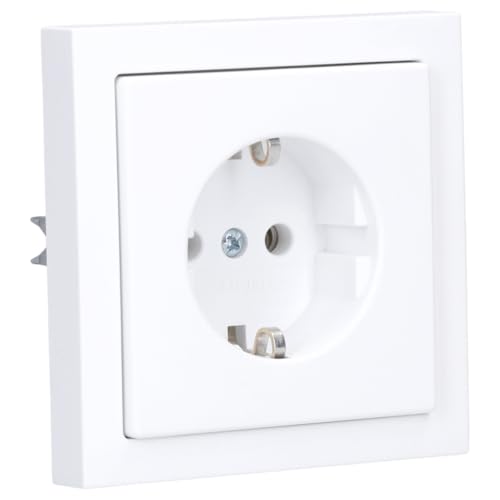 Busch-Jaeger future® linear Komplett-Set: 20 EUC-884 SCHUKO® Steckdosen-Einsatz + 1721-884K Abdeckrahmen 1-fach, Future Linear weiß matt von Busch-Jaeger