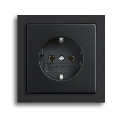 Busch-Jaeger future® linear Komplett-Set: 20 EUC-885 SCHUKO® Steckdosen-Einsatz + 1721-885K Abdeckrahmen 1-fach, Future Linear schwarz matt von Busch-Jaeger