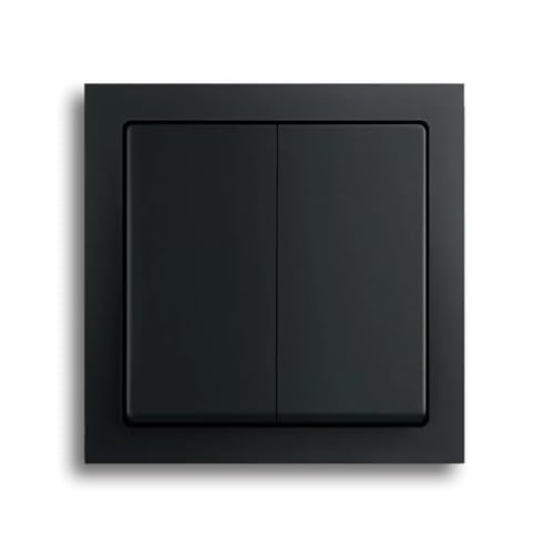 Busch-Jaeger future® linear Komplett-Set: 2000/5 US Serienschalter Einsatz + 1785-885 Serienwippe + 1721-885K Abdeckrahmen 1-fach, Future Linear schwarz matt 55x55 mm von Busch-Jaeger
