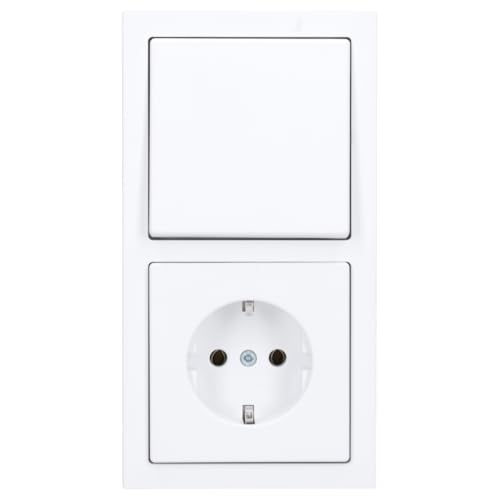 Busch-Jaeger future® linear Komplett-Set: 2000/6 US Wechselschalter Einsatz + 1786-884 Wippe + 20 EUC-884 SCHUKO® Steckdosen-Einsatz + 1722-884K Abdeckrahmen 2-fach, Future Linear weiß matt von Busch-Jaeger