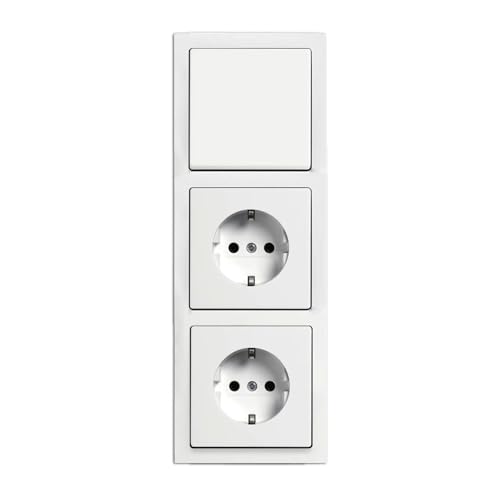 Busch-Jaeger future® linear Komplett-Set: 2000/6 US Wechselschalter Einsatz + 1786-884 Wippe + 2x 20 EUC-884 SCHUKO® Steckdosen-Einsatz + 1723-884K Abdeckrahmen 3-fach, Future Linear weiß matt von Busch-Jaeger