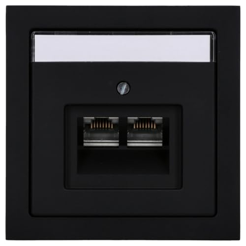 Busch-Jaeger future linear Komplett-Set: Rutenbeck Netzwerkdose 136104070 UAE-Cat.6A iso-8/8 Up 0 mit Zentralscheibe + 1721-885K Rahmen 1-fach schwarz matt von Busch-Jaeger