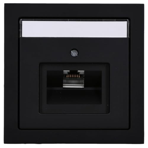 Busch-Jaeger future linear Komplett-Set: Rutenbeck Netzwerkdose flex 136104030 mit Zentralscheibe + 1721-885K Rahmen 1-fach schwarz matt von Busch-Jaeger