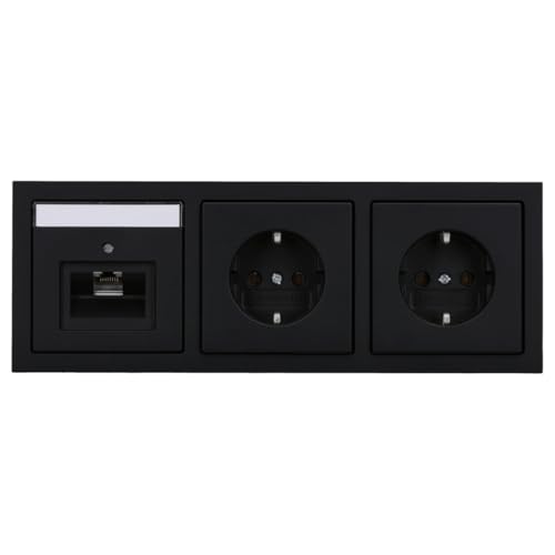 Busch-Jaeger future linear Komplett-Set: Rutenbeck Netzwerkdose flex 136104030 mit Zentralscheibe + 2x 20 EUC-885 Steckdose + 1723-885K Rahmen 3-fach schwarz matt Busch-Jaeger future linear Komplett-Set: Rutenbeck Netzwerkdose flex 136104030 mit Zentralscheibe + 2x 20 EUC-885 Steckdose + 1723-885K Rahmen 3-fach schwarz matt von Busch-Jaeger